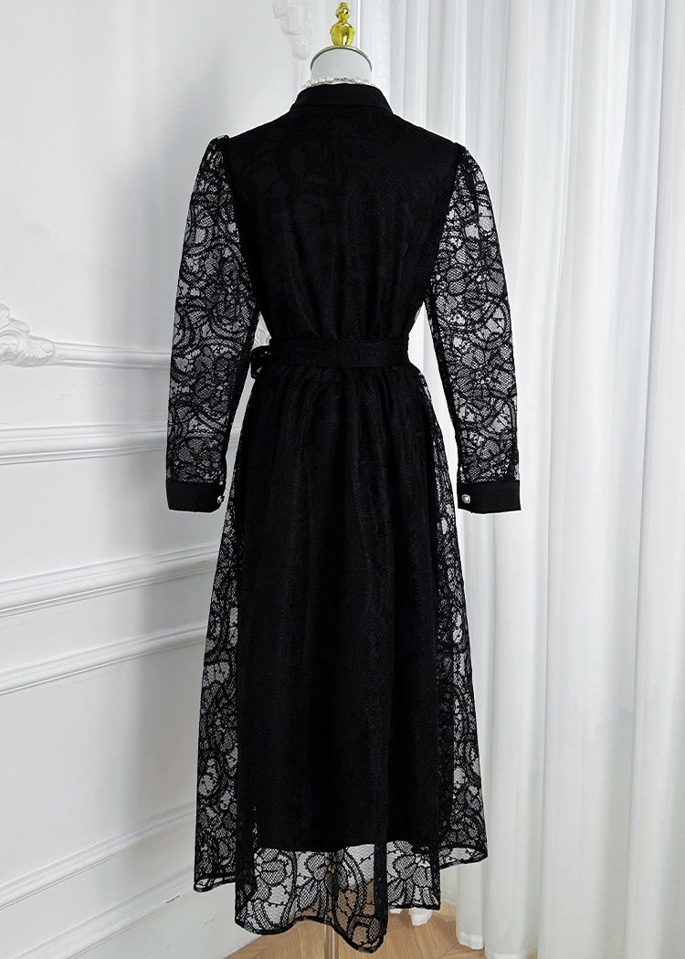 Waistband embroidered dress loose court style cardigan