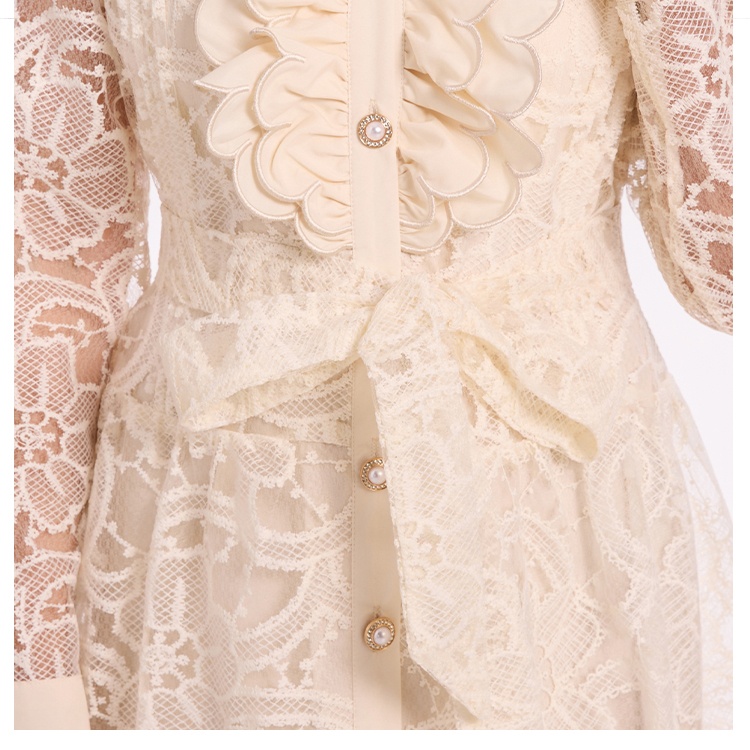 Waistband embroidered dress loose court style cardigan
