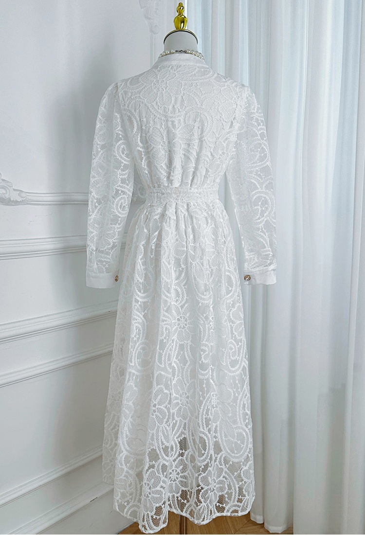 Waistband embroidered dress loose court style cardigan