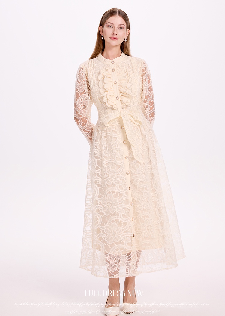Waistband embroidered dress loose court style cardigan