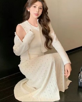 Autumn and winter long dress coat 2pcs set for women