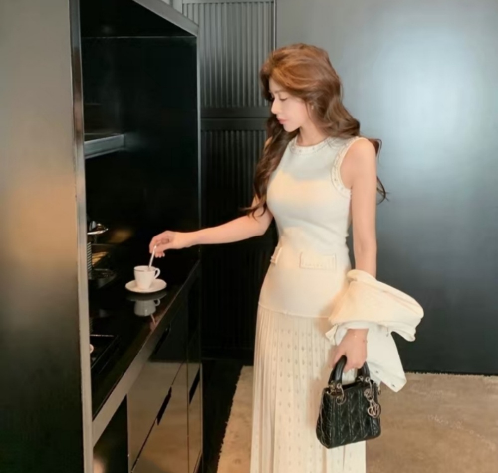 Autumn and winter long dress coat 2pcs set for women