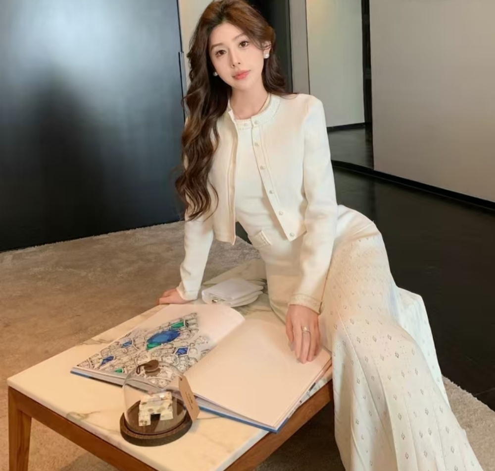 Autumn and winter long dress coat 2pcs set for women