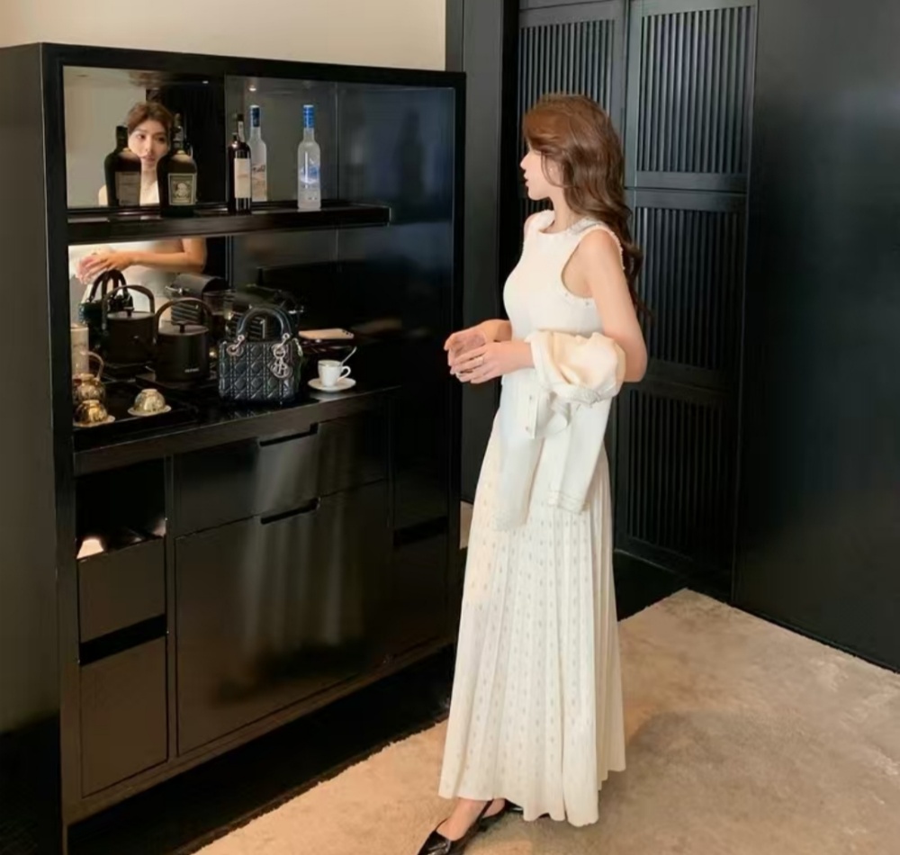 Autumn and winter long dress coat 2pcs set for women