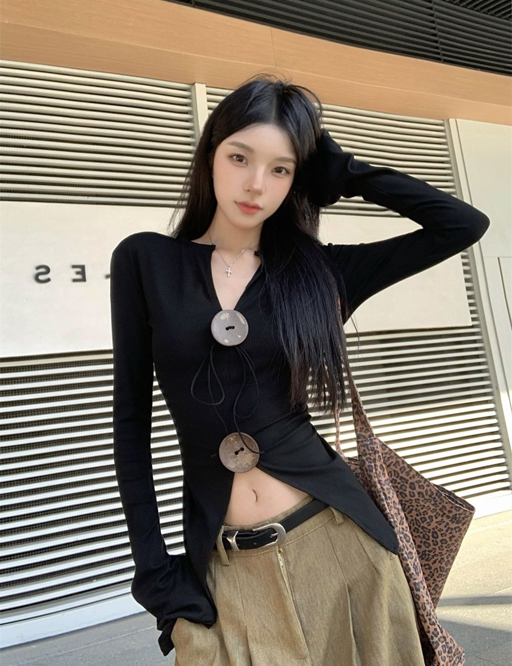 Autumn long sleeve cotton pure cotton T-shirt for women