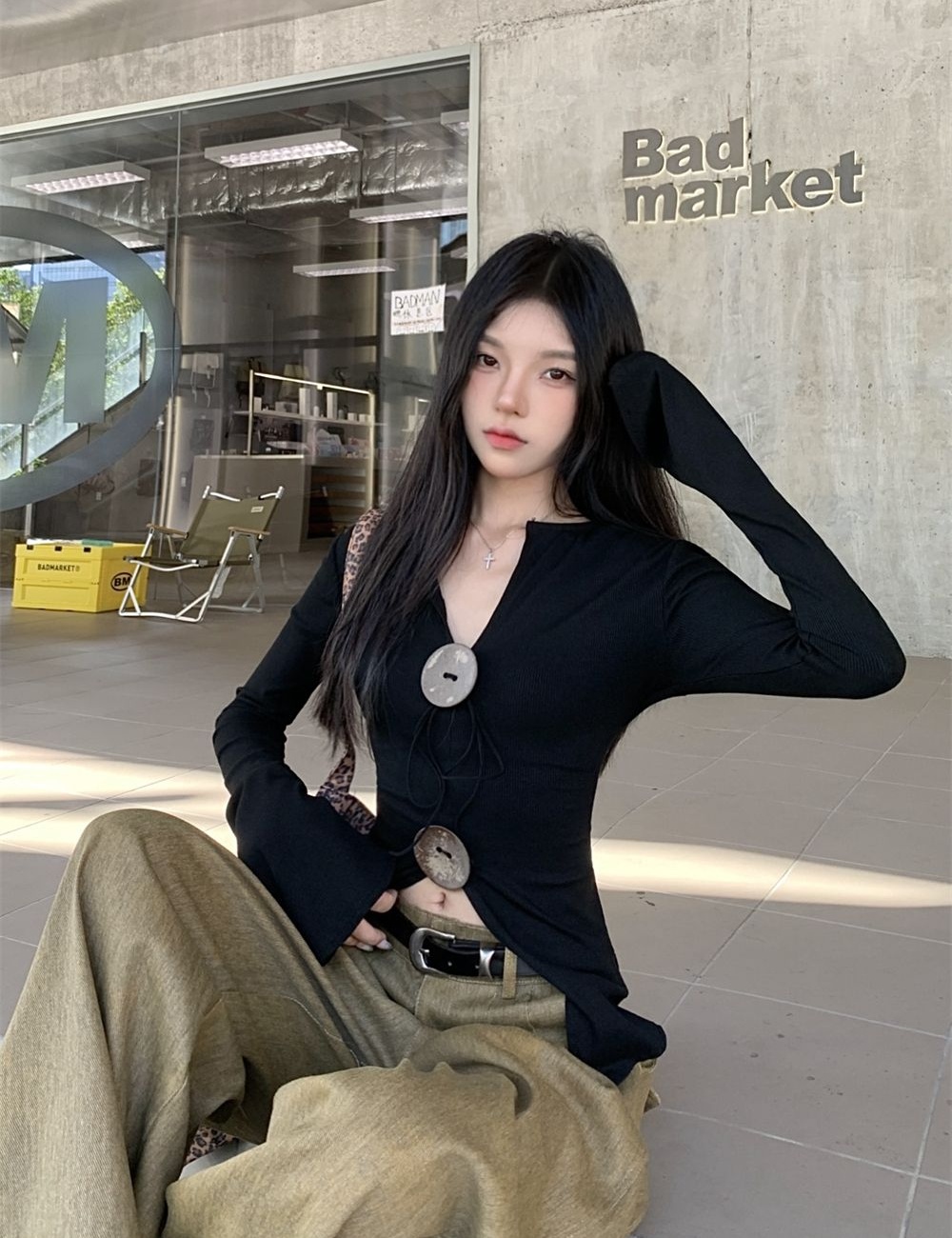 Autumn long sleeve cotton pure cotton T-shirt for women