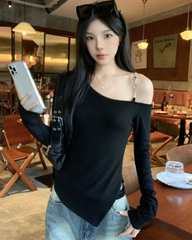 Cotton strapless long sleeve T-shirt for women
