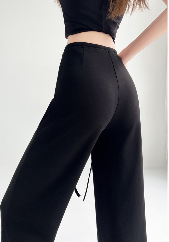 Drape sweatpants front pocket wide leg pants