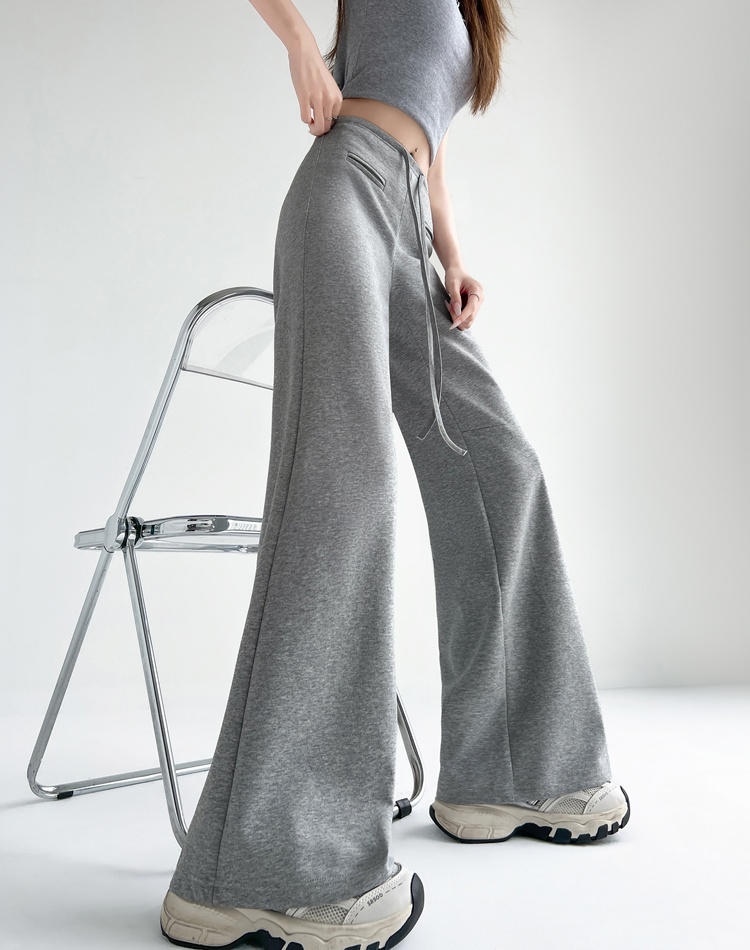 Drape sweatpants front pocket wide leg pants