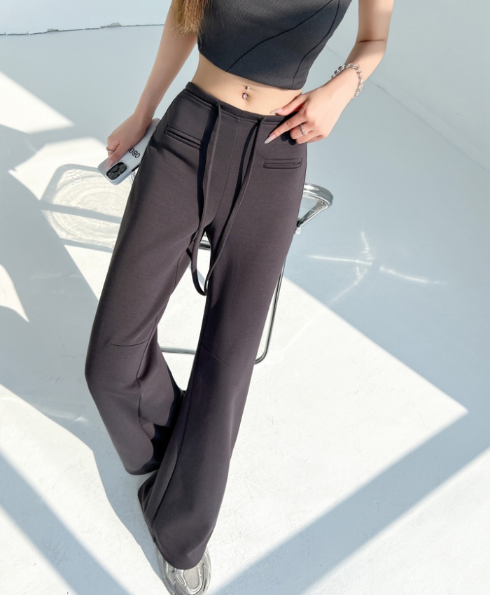 Drape sweatpants front pocket wide leg pants