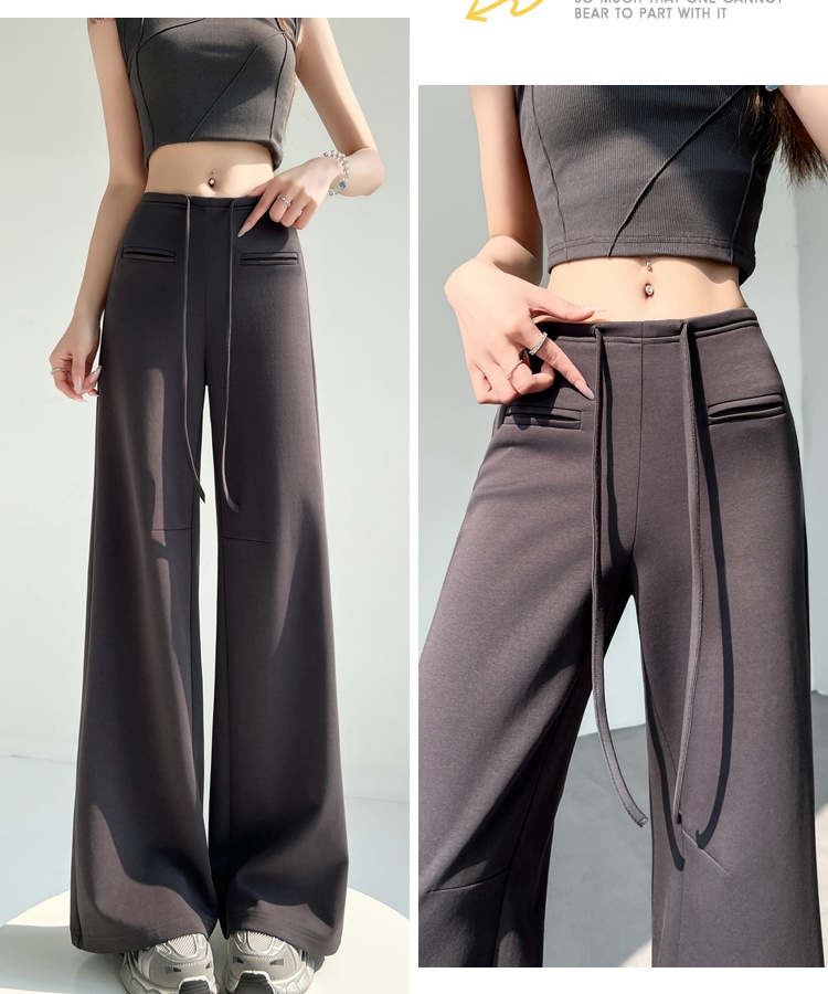 Drape sweatpants front pocket wide leg pants