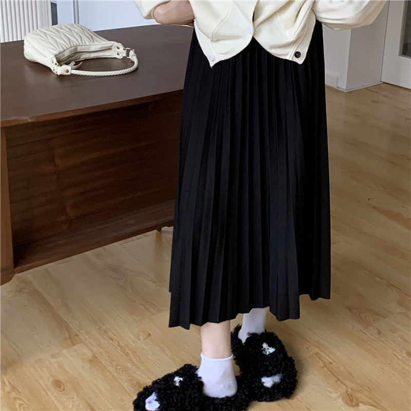 A-line drape long dress autumn and winter slim skirt