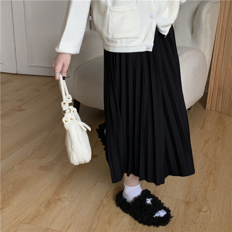 A-line drape long dress autumn and winter slim skirt