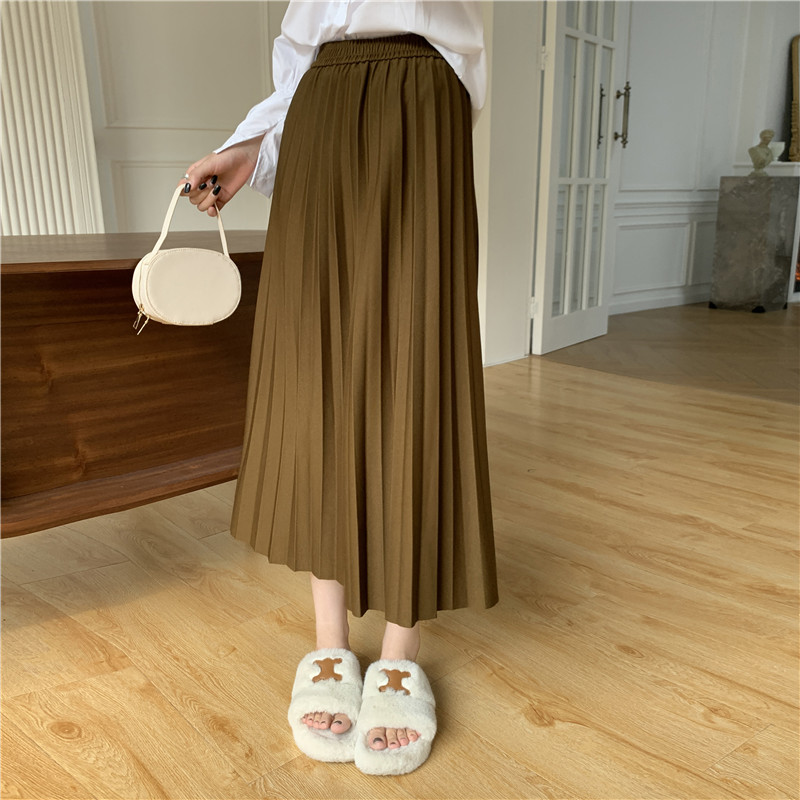 A-line drape long dress autumn and winter slim skirt