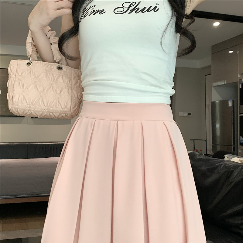 Show young unique pleated long dress pure summer skirt