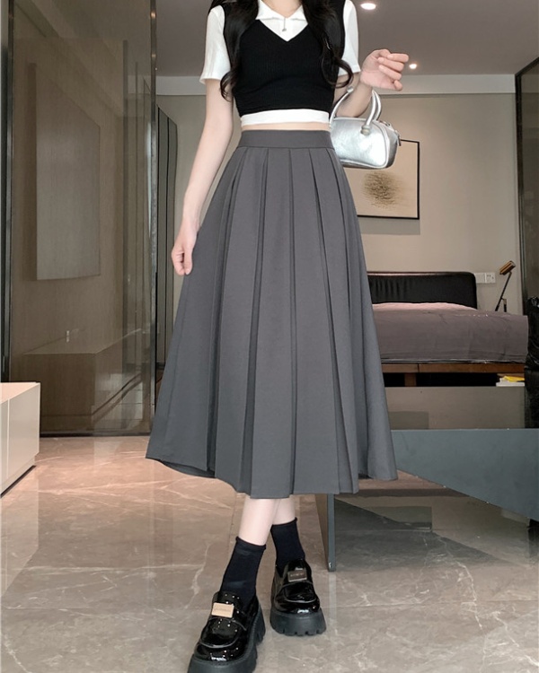 Show young unique pleated long dress pure summer skirt
