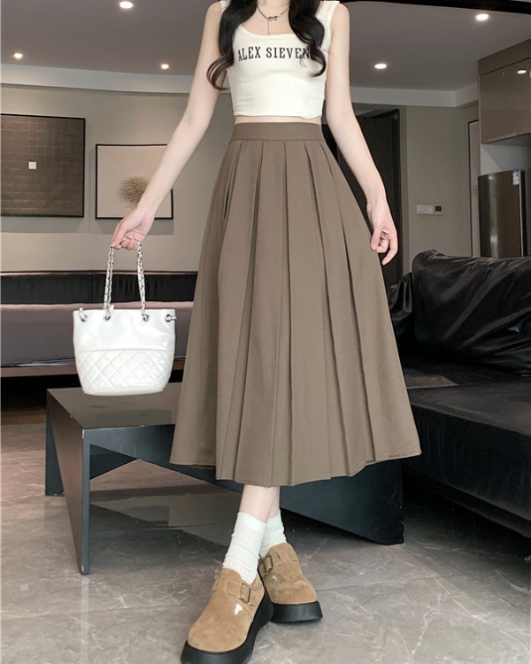 Show young unique pleated long dress pure summer skirt