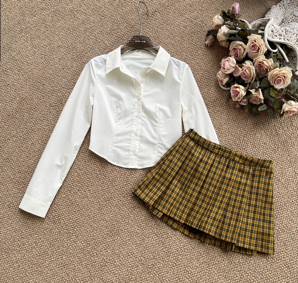 College style cardigan shirt a set for women