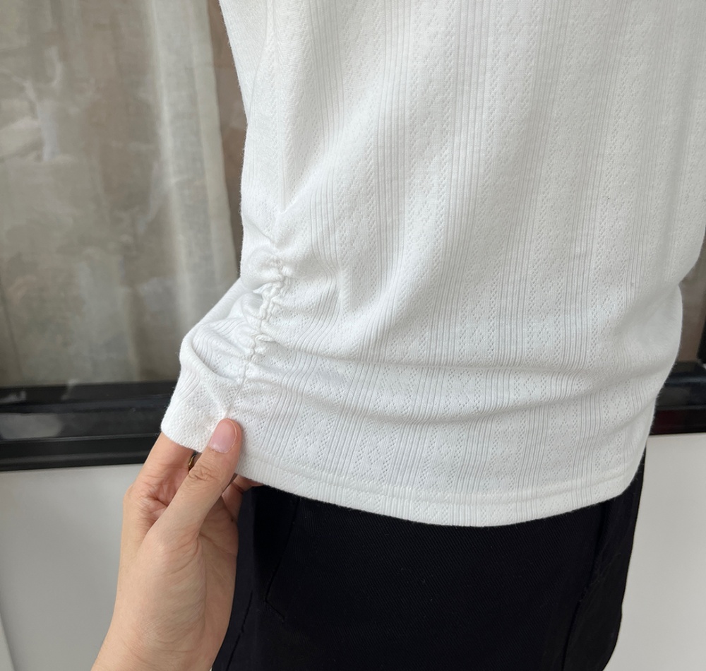 Knitted short sleeve T-shirt youth V-neck tops