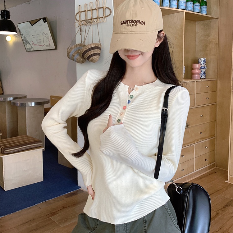 Colors Korean style tops tender buckle bottoming shirt