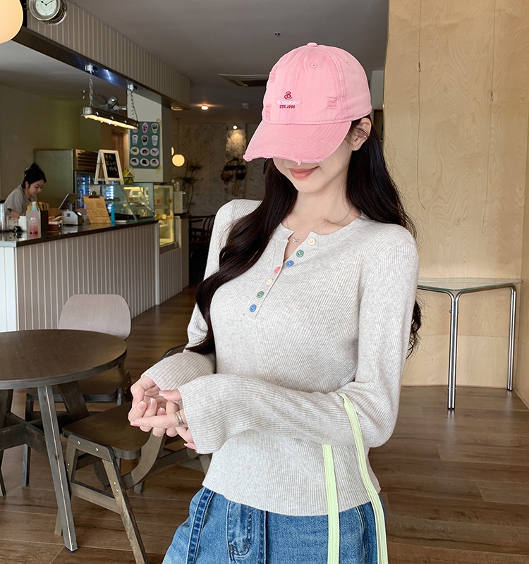 Colors Korean style tops tender buckle bottoming shirt