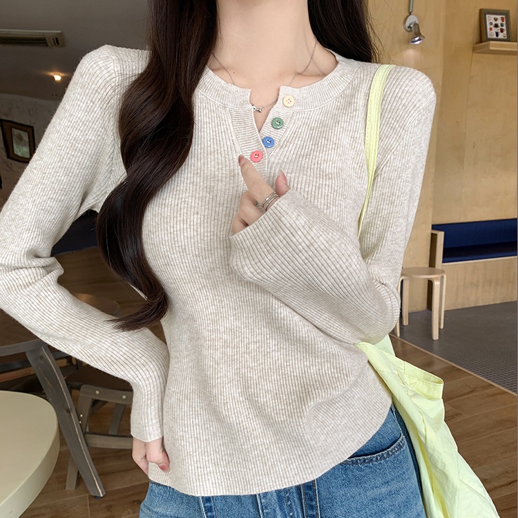 Colors Korean style tops tender buckle bottoming shirt