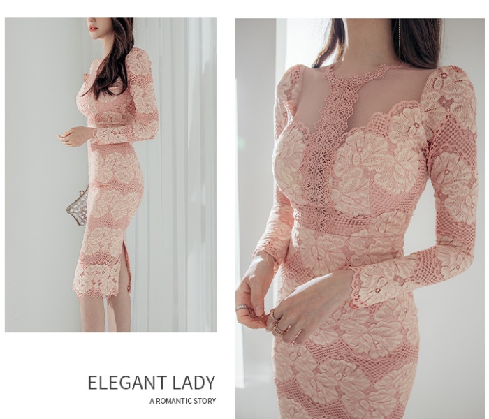 Long sleeve slim Korean style dress for women