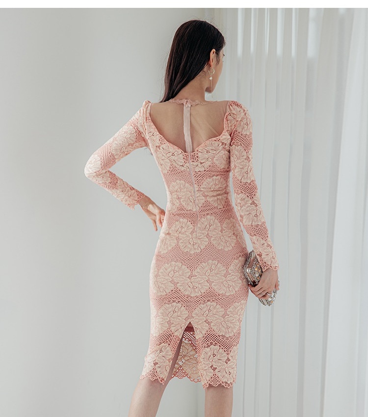 Long sleeve slim Korean style dress for women