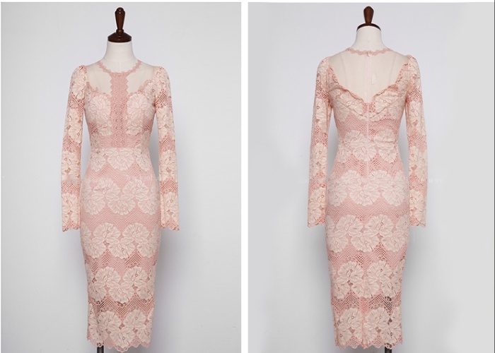 Long sleeve slim Korean style dress for women