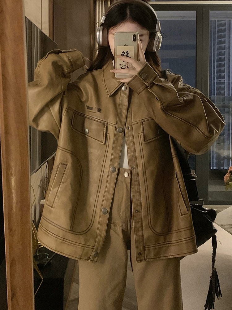 Locomotive retro coat couples work clothing for women