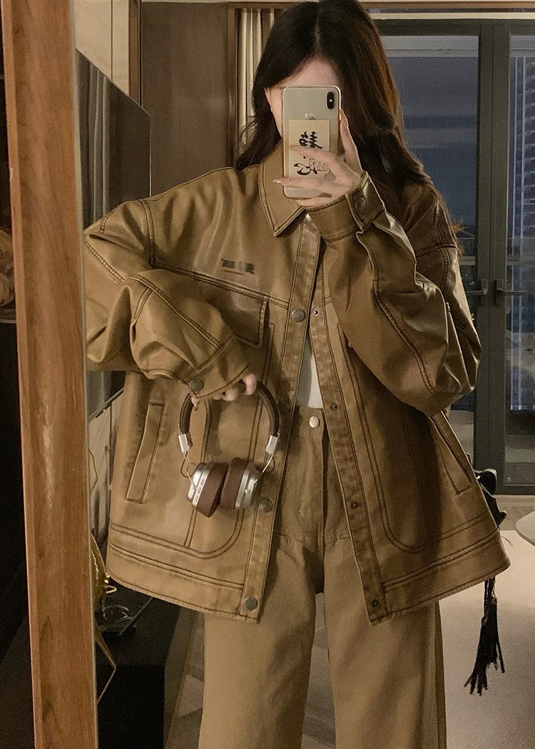 Locomotive retro coat couples work clothing for women