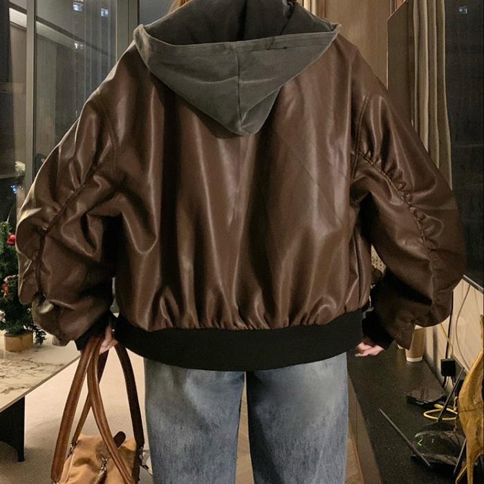 Removable autumn couples coat short hooded jacket