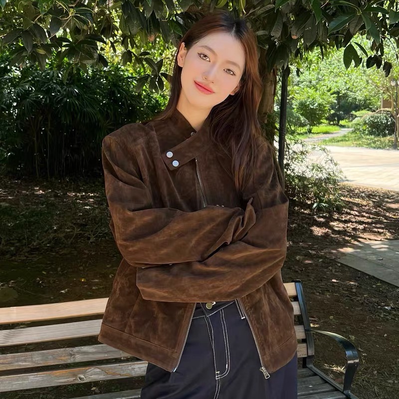 Retro cstand collar jacket modern American style coat