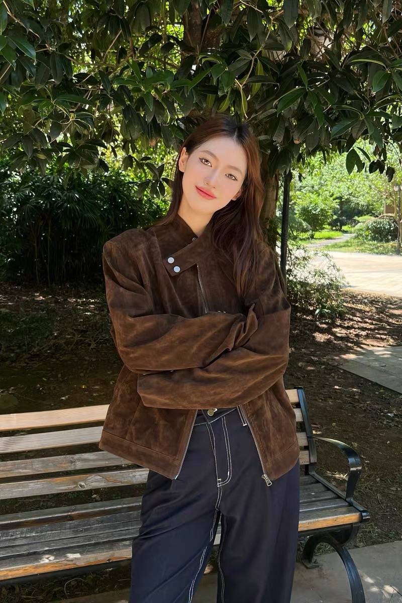 Retro cstand collar jacket modern American style coat