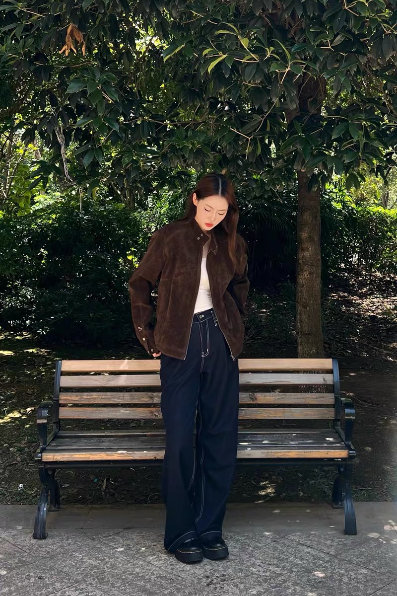 Retro cstand collar jacket modern American style coat