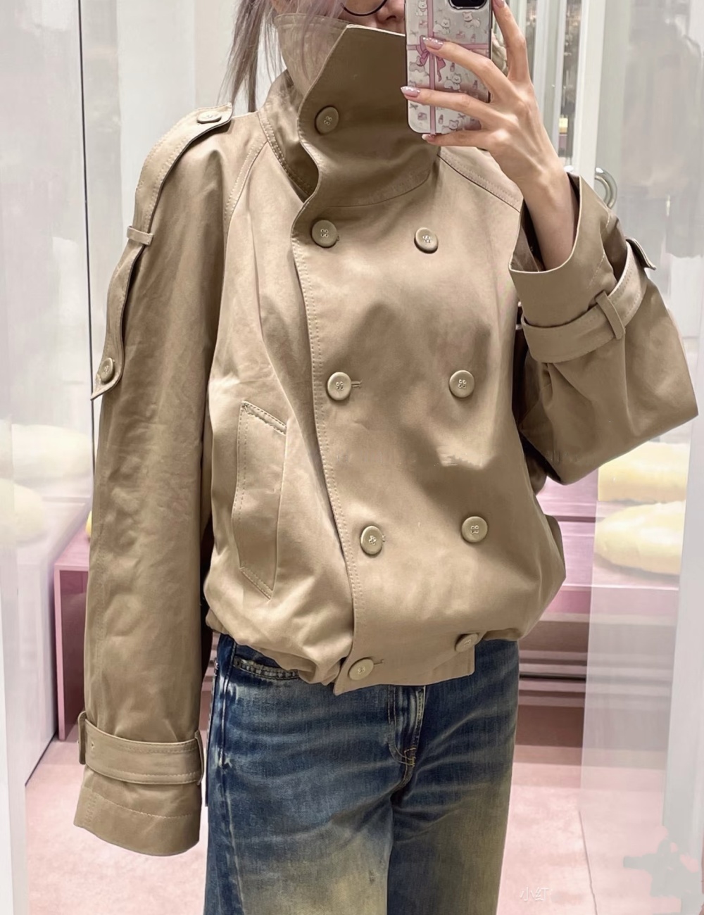 Short windbreaker British style coat for women