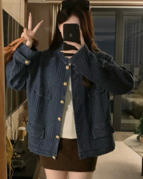 Denim chanelstyle jacket autumn cstand collar coat
