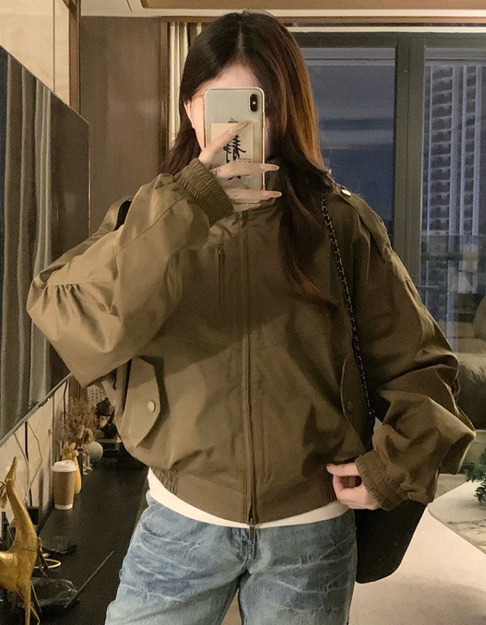 Short windproof tops retro coat for women