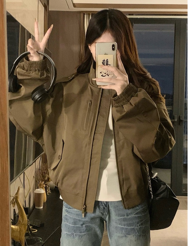 Short windproof tops retro coat for women