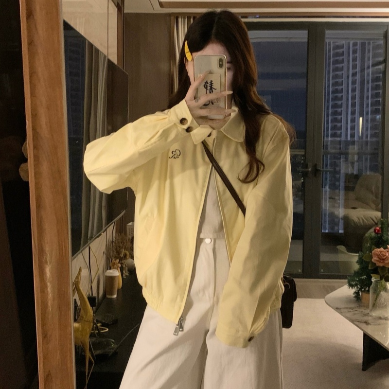 Buckle Casual coat lapel spring and autumn tops for women