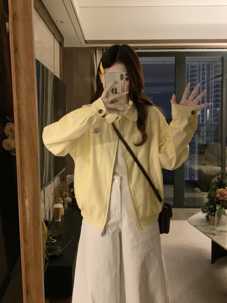 Buckle Casual coat lapel spring and autumn tops for women