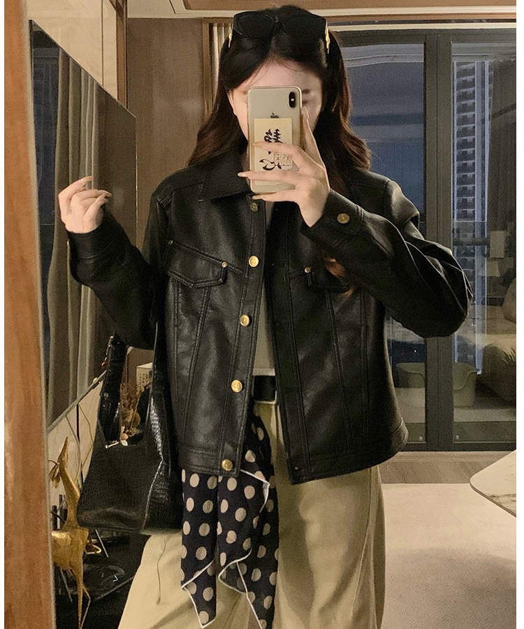 Short slim rivet Casual coat lapel black loose tops