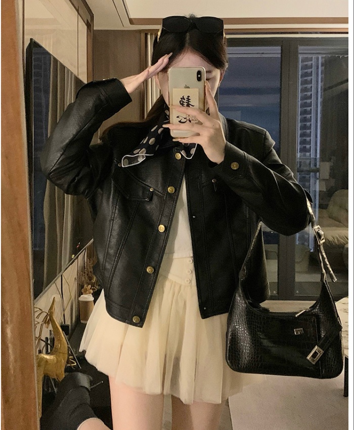 Short slim rivet Casual coat lapel black loose tops