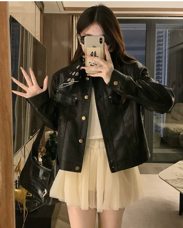 Short slim rivet Casual coat lapel black loose tops
