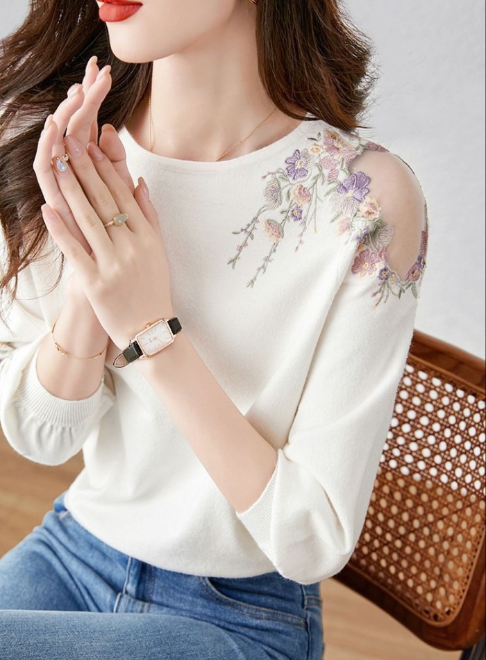 Flowers refreshing tops hollow sweater for women