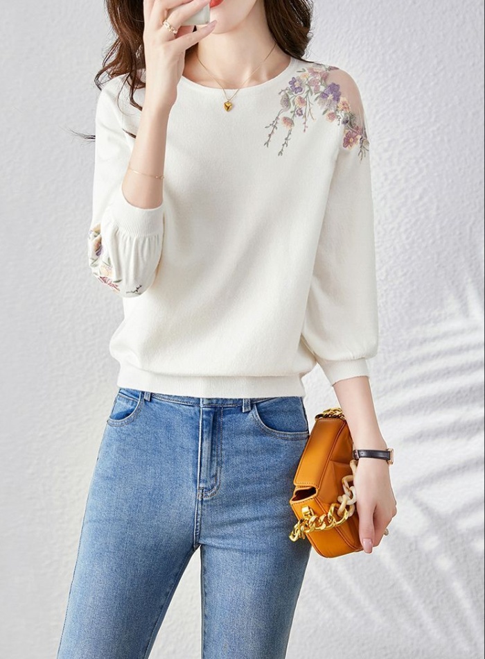 Flowers refreshing tops hollow sweater for women