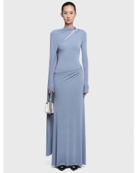 Autumn and winter temperament long dress asymmetry niche dress