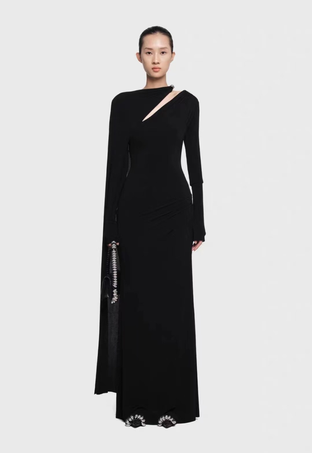 Autumn and winter temperament long dress asymmetry niche dress