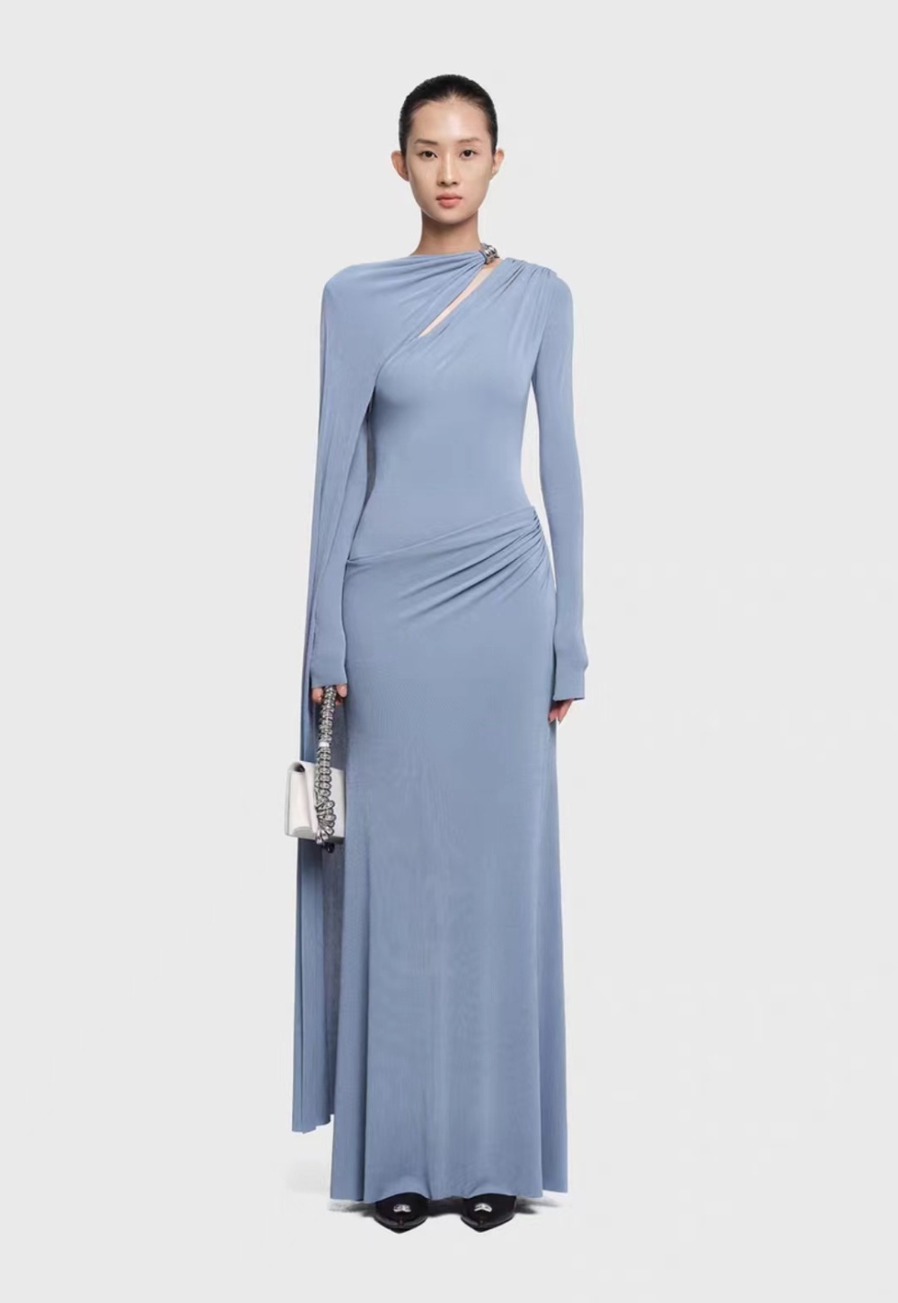 Autumn and winter temperament long dress asymmetry niche dress