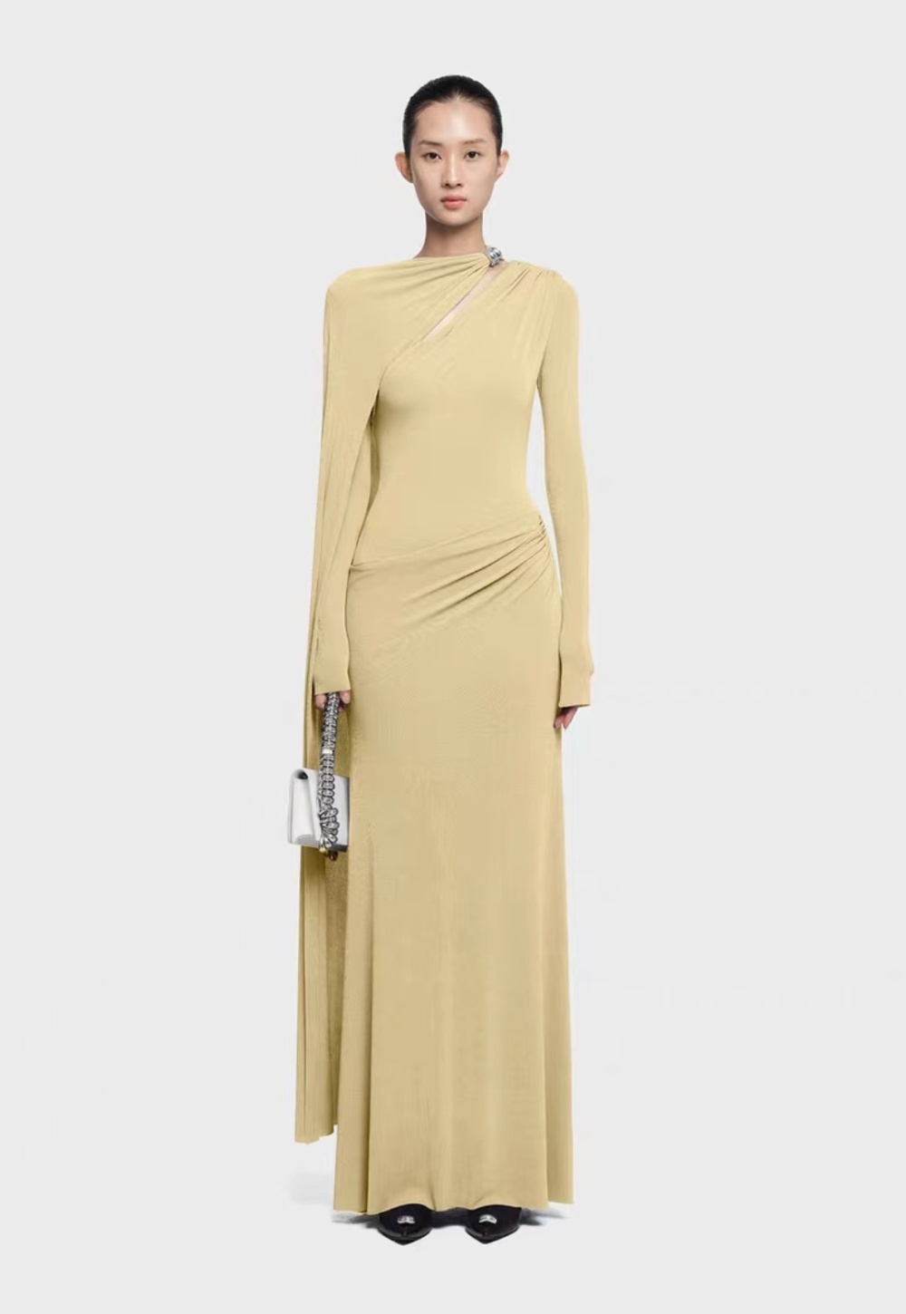 Autumn and winter temperament long dress asymmetry niche dress